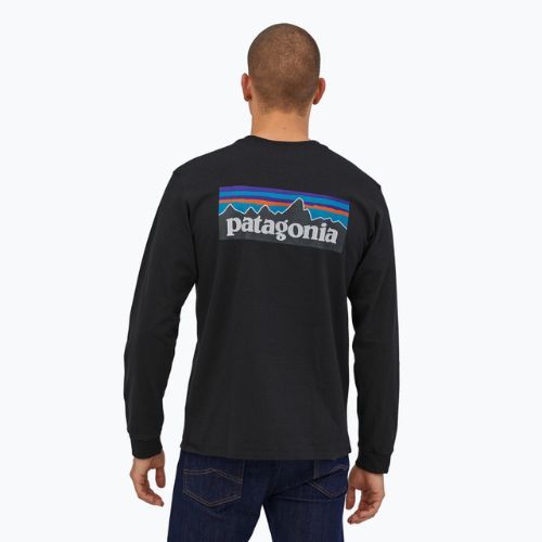 Pánské trekové tričko longsleeve Patagonia P-6 Logo Responsibili black