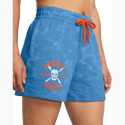 Dámské sportovní kraťasy Under Armour Project Rock Underground Terry viral blue/phoenix/white