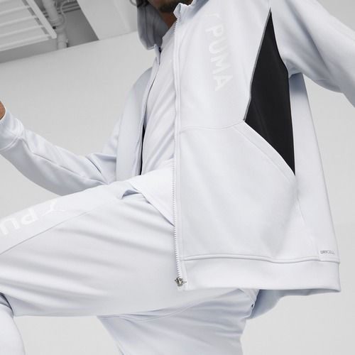 Pánská mikina PUMA Fit Double Knit FZ Hoodie silver mist