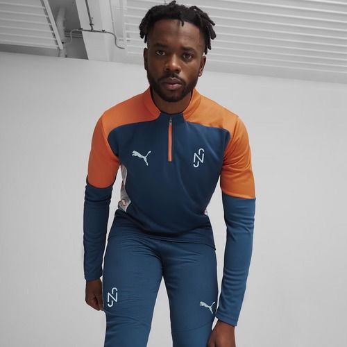 Pánská fotbalová mikina PUMA Neymar Jr Creativity 1/4 Zip Top ocean tropic/hot heat