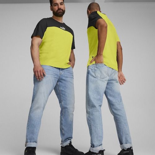 Pánské tričko PUMA ESS+ Block Tee puma black/lime sheen
