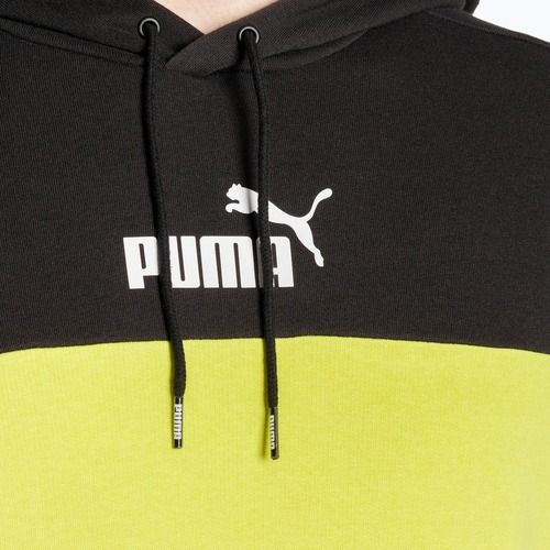 Pánská mikina  PUMA ESS+ Block Hoodie TR puma black/lime sheen