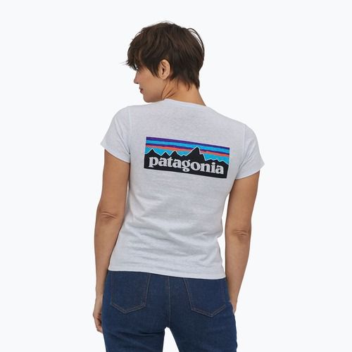 Dámské trekingové tričko Patagonia P-6 Logo Responsibili-Tee white
