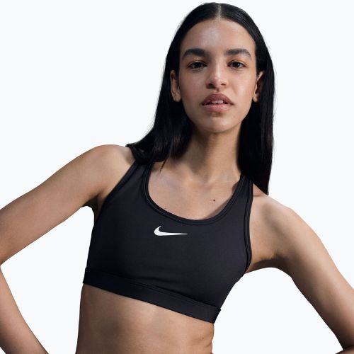 Tréninková podprsenka Nike Swoosh Medium Support černá/bílá