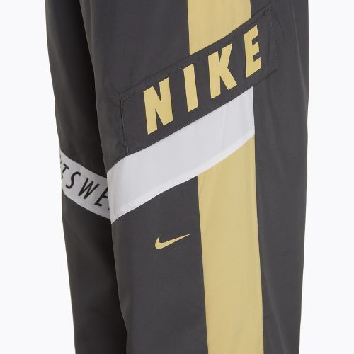 Dámské kalhoty Nike Sportswear Woven High-Waisted dark smoke grey/saturn gold/white