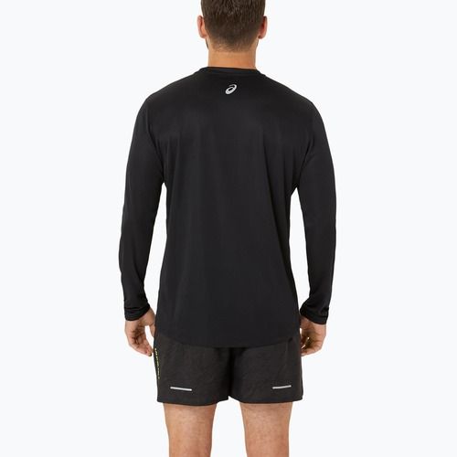Pánské běžecké tričko longsleeve  ASICS Fujitrail Logo black/graphic grey/safety yellow