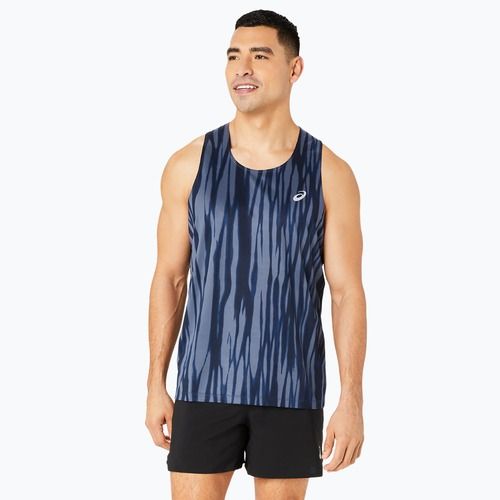 Pánské běžecké tílko tank top ASICS Road All Over Print Singlet blue expanse/midnight