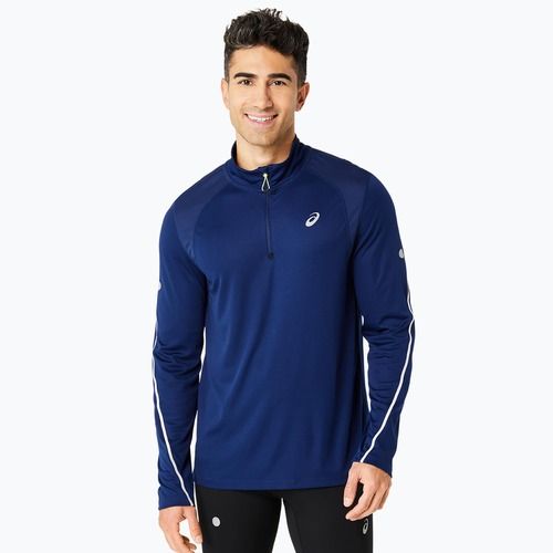 Pánské běžecké tričko longsleeve ASICS Road Lite-Show 1/2 Zip blue expense