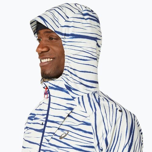 Pánská běžecká bunda ASICS Metarun Shibori Waterproof brich/blue expanse