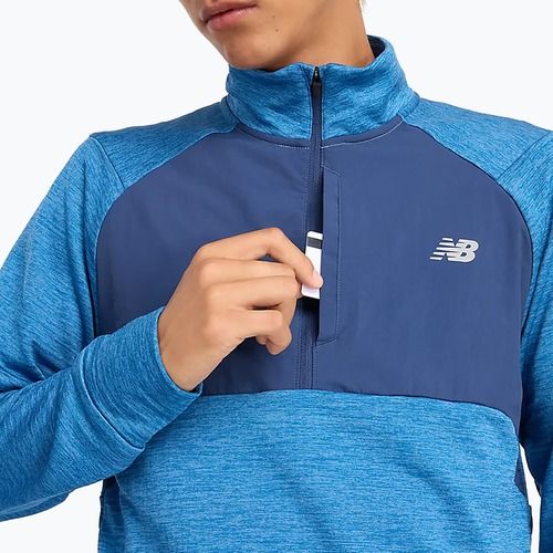 Pánské běžecké tričko Longsleeve  New Balance Athletics Heat Grid 1/2 Zip heron blue
