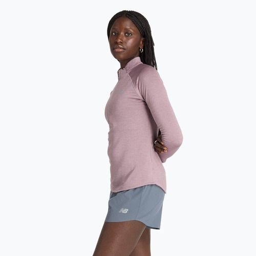 Dámské běžecké tričko Longsleeve  New Balance Athletics Heat Grid 1/2 Zip ice wine heather
