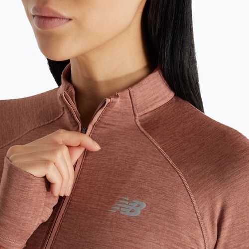 Dámské běžecké tričko Longsleeve  New Balance Athletics Heat Grid 1/2 Zip sparrow heather