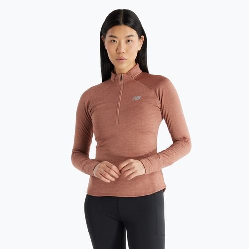 Dámské běžecké tričko Longsleeve  New Balance Athletics Heat Grid 1/2 Zip sparrow heather