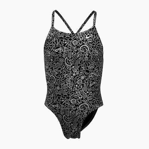 Dětské jednodílné plavky  Nike Hydrastrong Charms Multi Print Lace Up Back black