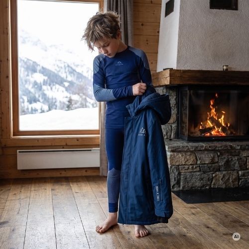 Komplet termoregulačního prádla dětského KADVA Frosty Jrb Set bezešvý tmavě modrý