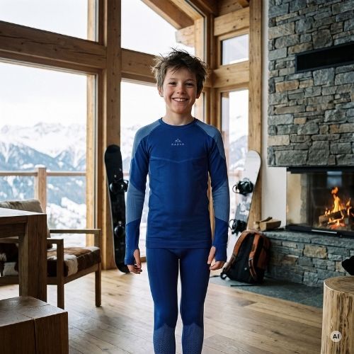 Komplet termoregulačního prádla dětského KADVA Frosty Jrb Set bezešvý tmavě modrý