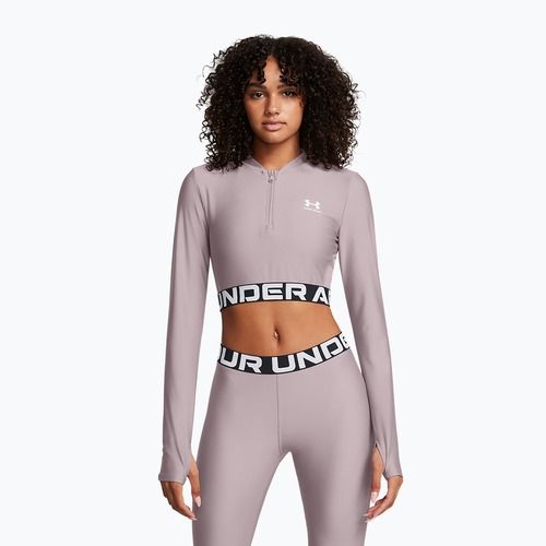 Dámské tréninkové tílko top Under Armour Heat Gear Rib 1/4 Zip tetra gray/white