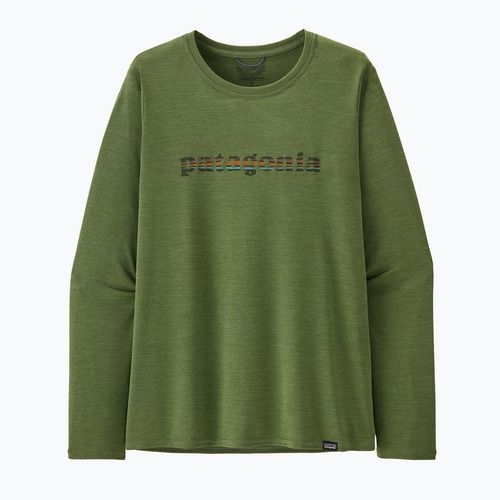 Dámské tričko Patagonia Cap Cool Daily Graphic Shirt 73 Longsleeve text logo/terrain green x-dye longsleeve