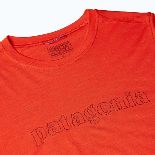 Dámské tričko Patagonia Cap Cool Merino Blend Longsleeve Graphic outline text logo/madder red