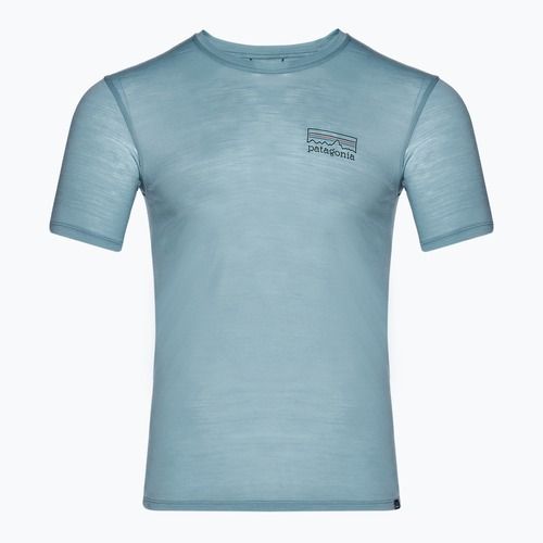 Pánské tričko Patagonia Cap Cool Merino Blend Graphic Shirt fitz roy strata/thermal blue