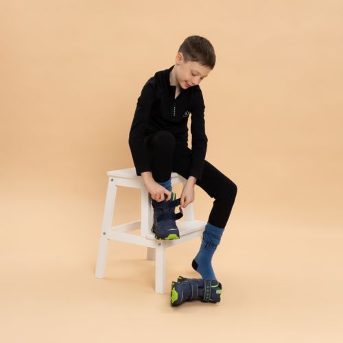 Dětské sněhule KADVA Snowey Mid WaterProof modro/zelené