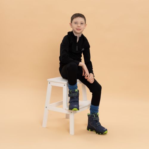 Dětské sněhule KADVA Snowey Mid WaterProof tmavě modrá/zelená