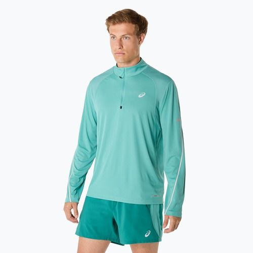 Pánské běžecké tričko longsleeve ASICS Road Lite-Show 1/2 Zip light teal