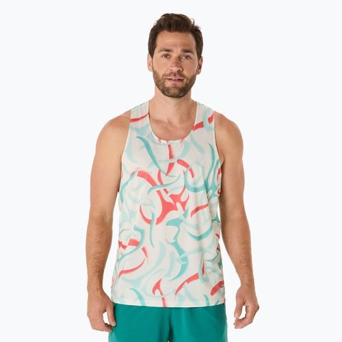 Pánské běžecké tílko tank top ASICS Road All Over Print Singlet birch