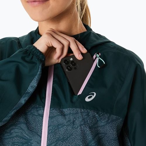 Dámská běžecká bunda ASICS Fujitrail Packable saxon green/light ube