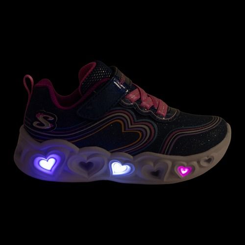 Dětské boty SKECHERS Heart Lights Retro Hearts navy leather/multi trim