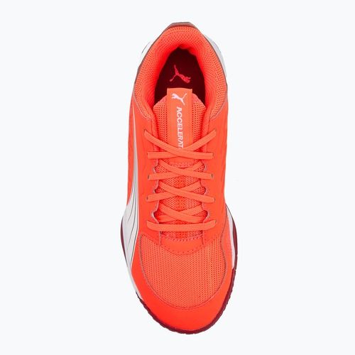 Dětské boty na házenou PUMA Accelerate Jr glowing red/white/dark crimson/black