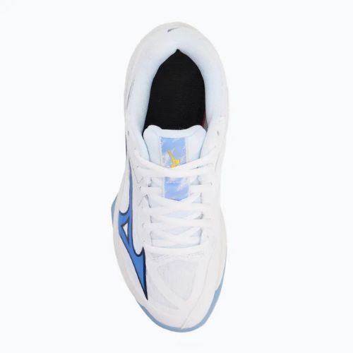 Dětské volejbalové boty Mizuno Lightning Star Z7 white/bellwether blue/bel air blue