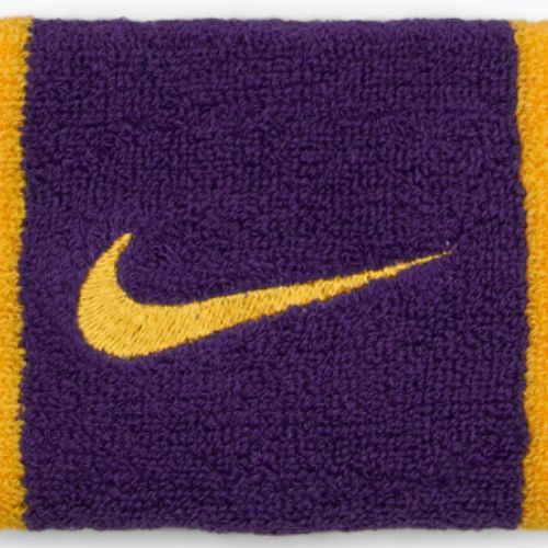 Potítka Nike Swoosh Doublewide Wristbands 2 szt. university gold/court purple/university gold