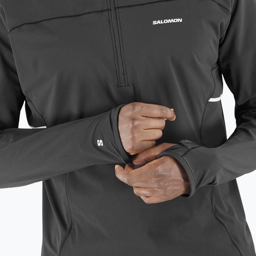 Pánská běžecká mikina Salomon Sense Aero Hybrid Half Zip Hooded deep black