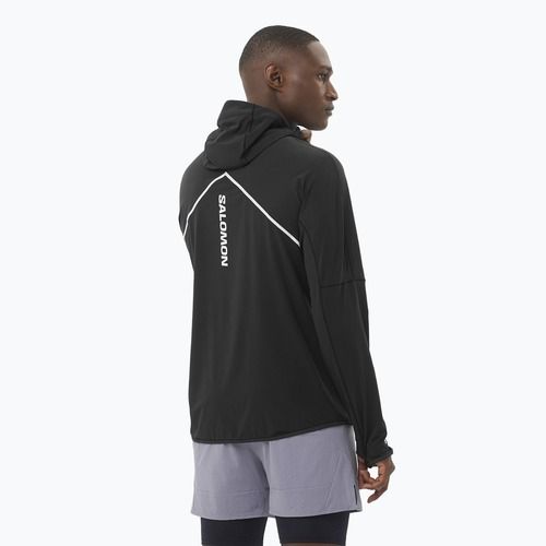 Pánská běžecká mikina Salomon Sense Aero Hybrid Half Zip Hooded deep black
