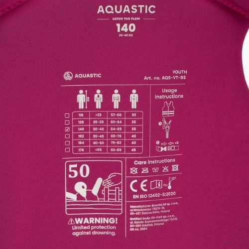 Dětská bezpečnostní vesta AQUASTIC Youth 50N pink
