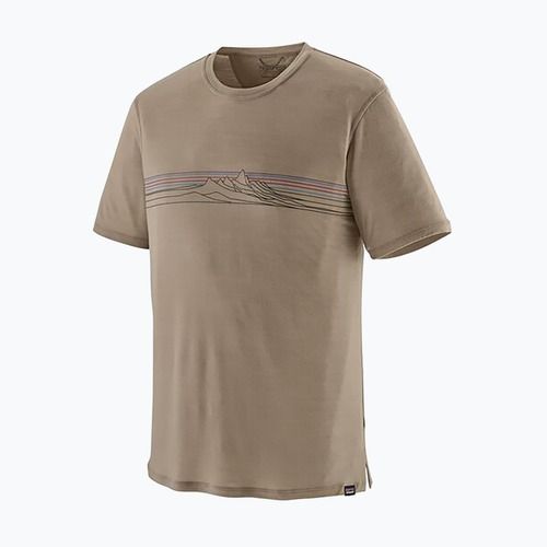 Pánské tričko Patagonia Cap Cool Merino Blend Graphic Shirt strata stripe/seabird grey