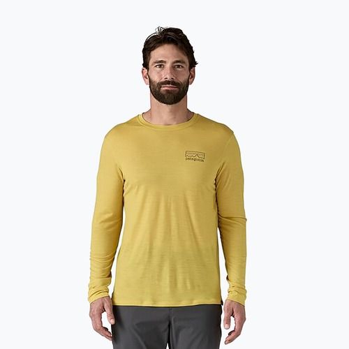 Pánské tričko longsleeve Patagonia Cap Cool Merino Blend Graphic fitz roy strata/bundle green