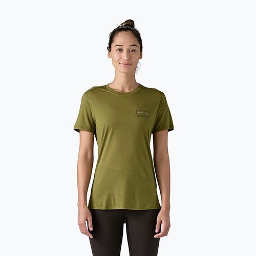 Dámské tričko Patagonia Cap Cool Merino Blend Graphic Shirt fitz roy strata: rinsed green