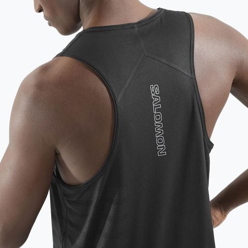 Pánské běžecké tílko Salomon Sense Aero Singlet GFX deep black