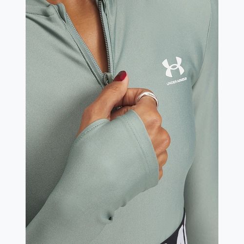 Dámský fitness top Under Armour Heat Gear Rib 1/4 Zip silica green/silica green/white