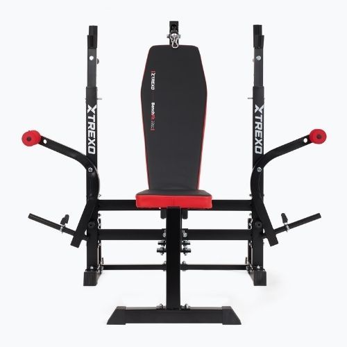 Posilovací lavice XTREXO BenchFit Max se stojanem a bicepsovým pultem black
