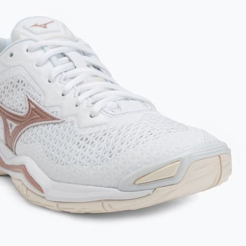 Dámské házenkářské boty Mizuno Wave Stealth V white/rose/snow white
