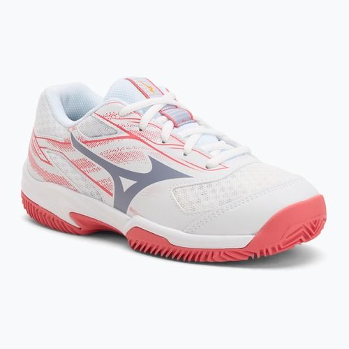 Dětské tenisové boty Mizuno Break Shot 5 Jr CC white/blue granite/calypso coral