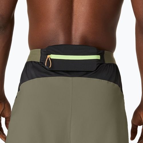 Pánské běžecké šortky ASICS Fujitrail All Over Print 5IN mantle green
