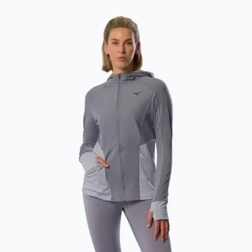 Dámská běžecká bunda Mizuno Active Warm Hybrid Full Zip Hooded quicksilver