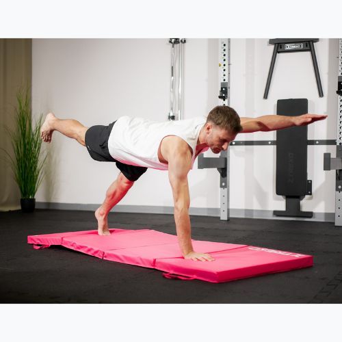 Skládací gymnastická matrace TREXO 195 x 80 x 5 cm pink