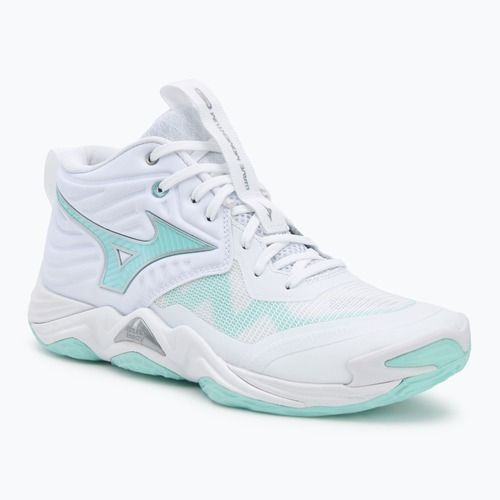 Dámské volejbalové boty Mizuno Wave Momentum Elite Mid white/blue tint