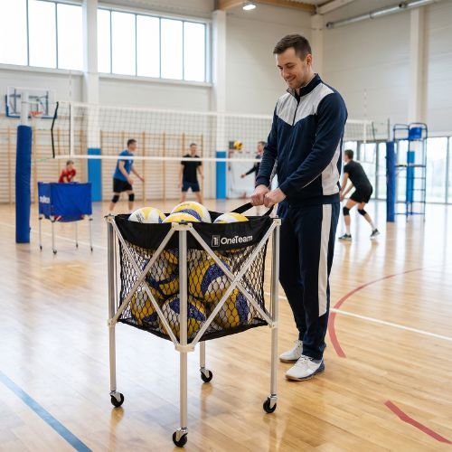 Vozík na volejbalové míče OneTeam Black slot