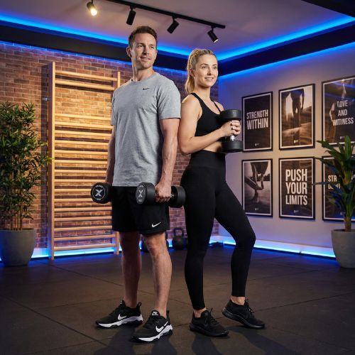 Gumová litinová činka XTREXO Pro 16 kg black